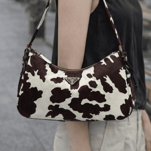 Animal Print Hair Leather Hobo Bag