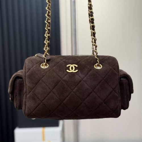 Suede Quilted Bowling Bag AS5792 Vintage Soft Leather Shoulder Bag