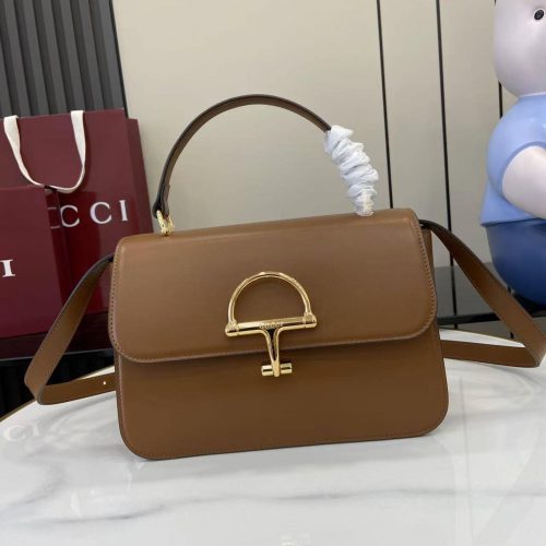 Structured Leather Top Handle Handbag