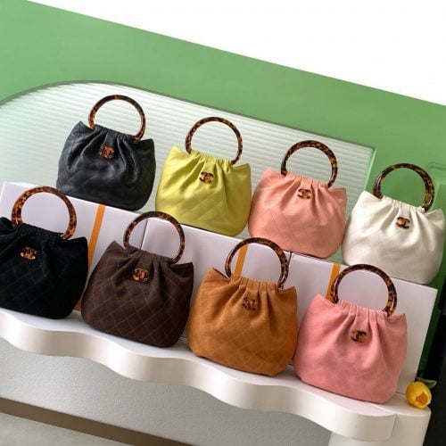 Suede Hobo Bag AS6022 with Tortoiseshell Handle