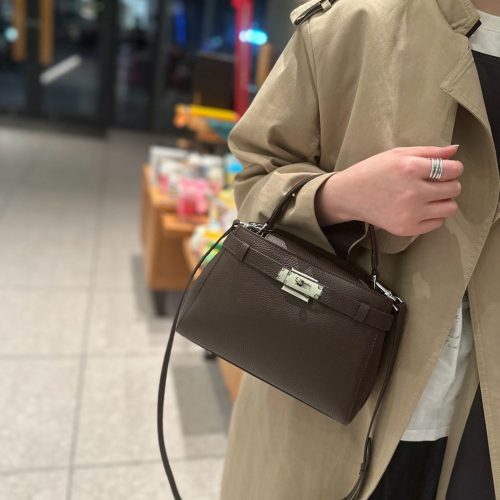 Small structured leather crossbody handbag
