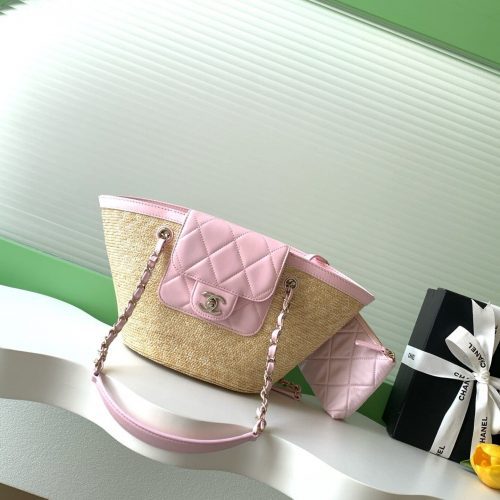 Woven Straw Chain Basket Bag