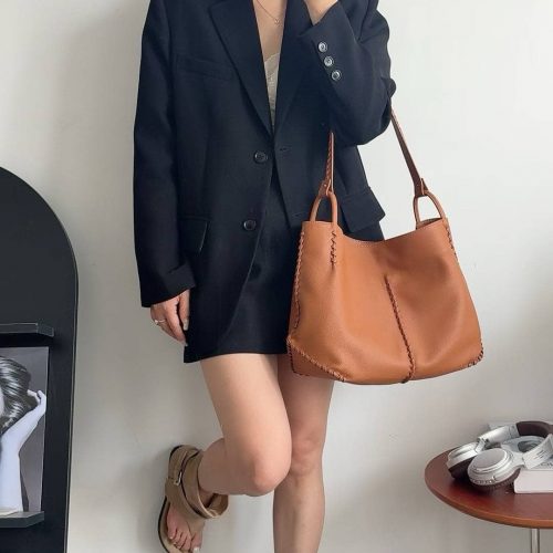 Soft Leather Hobo Bag front view
